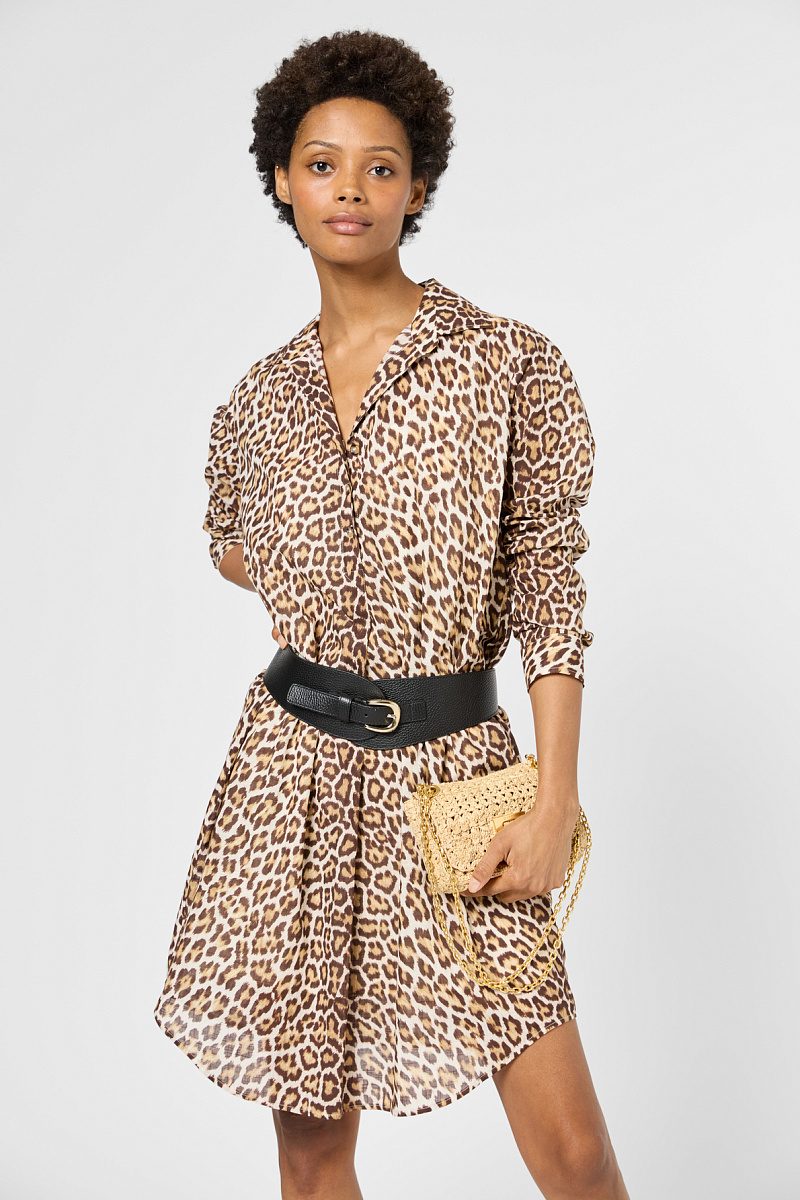 PINA - Леопардовое платье-рубашка из хлопка