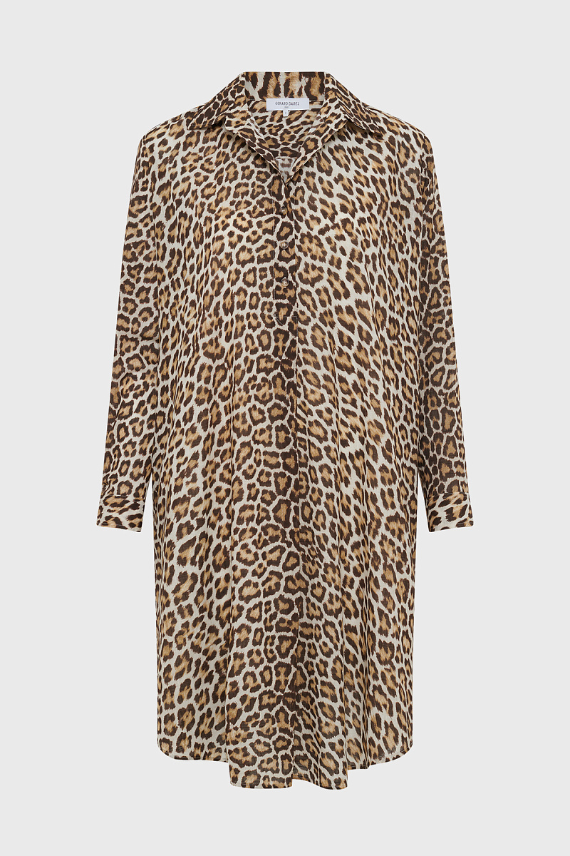 PINA - Леопардовое платье-рубашка из хлопка