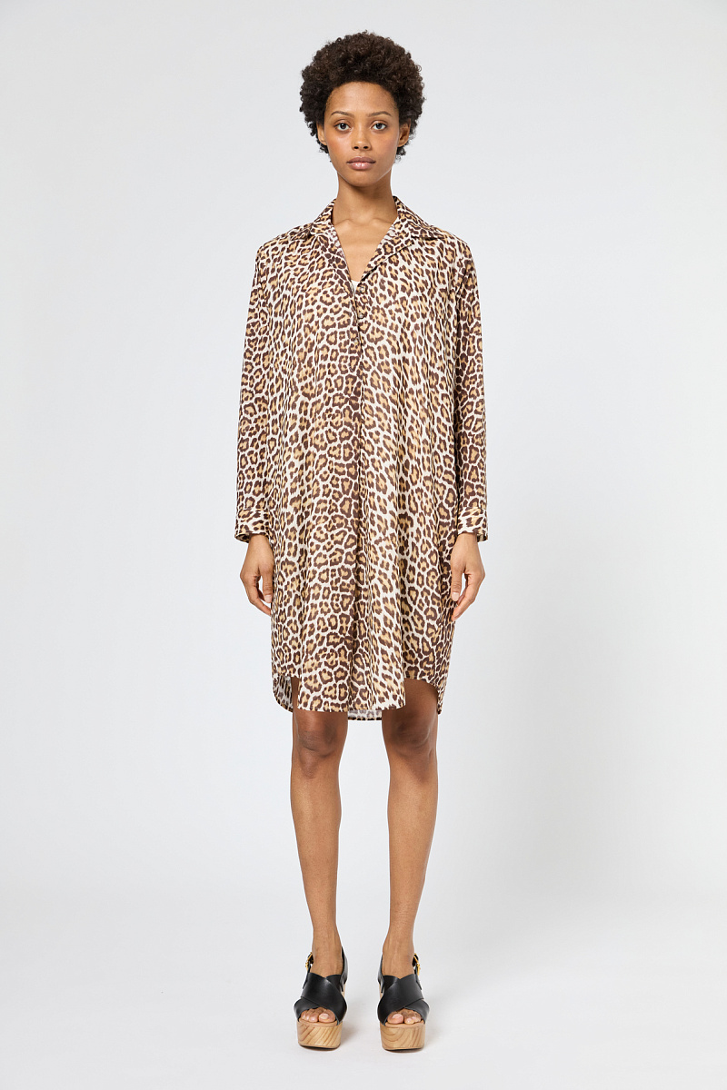 PINA - Леопардовое платье-рубашка из хлопка