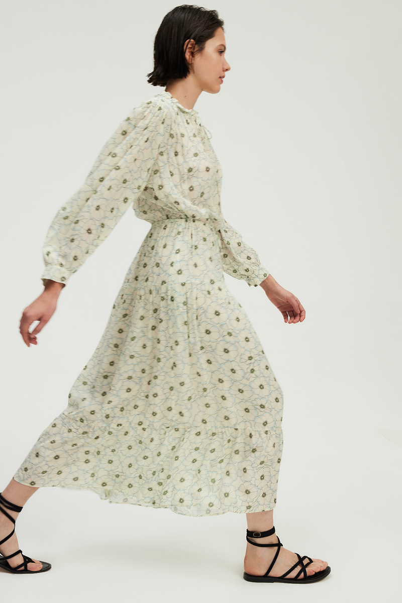 Приталенное платье-миди с принтом